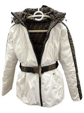 Fendi Reversible Puffer Jacket White FF Monogram Belted Originally $3500